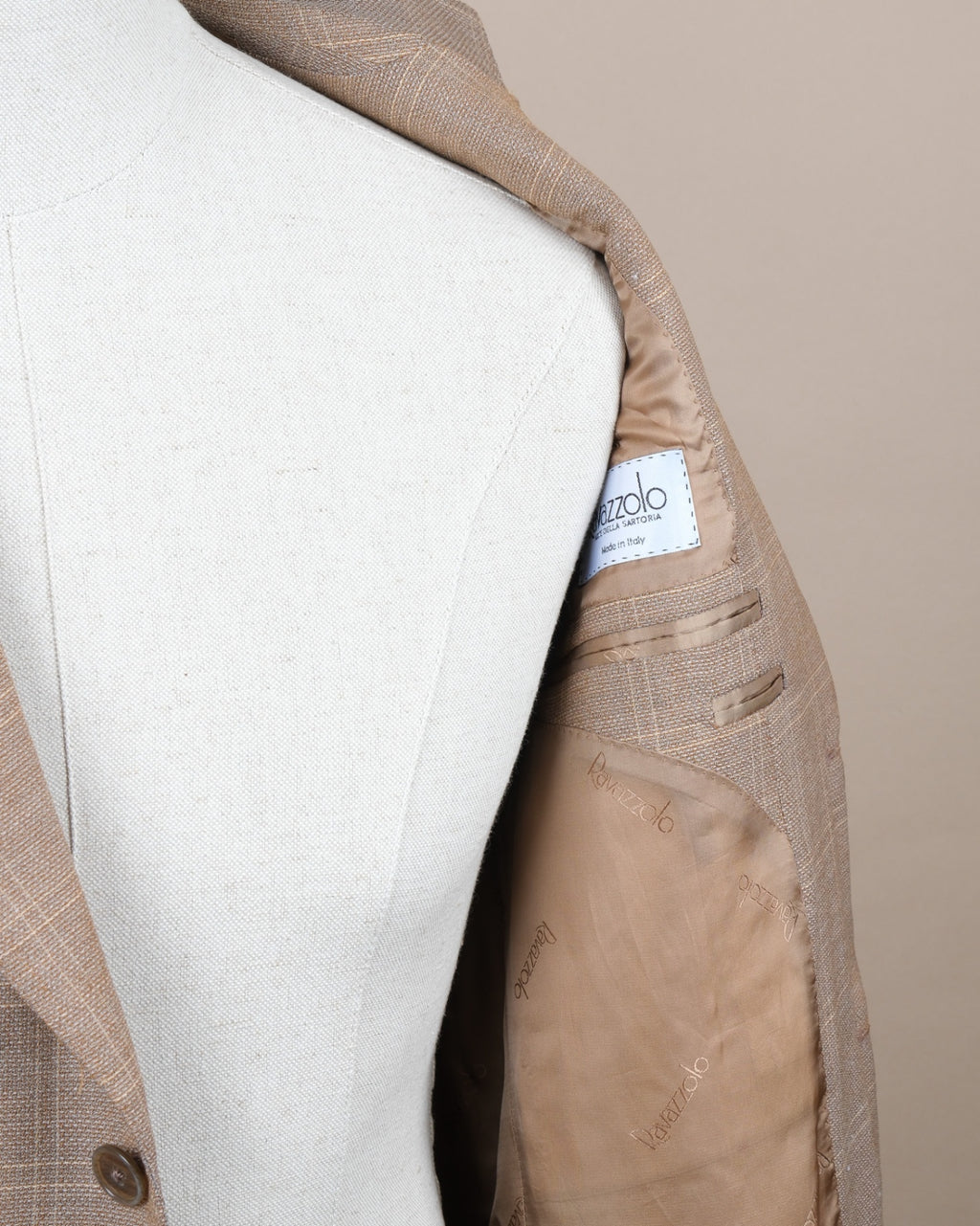 Sand Tonal Checked Virgin Wool Sports Jacket