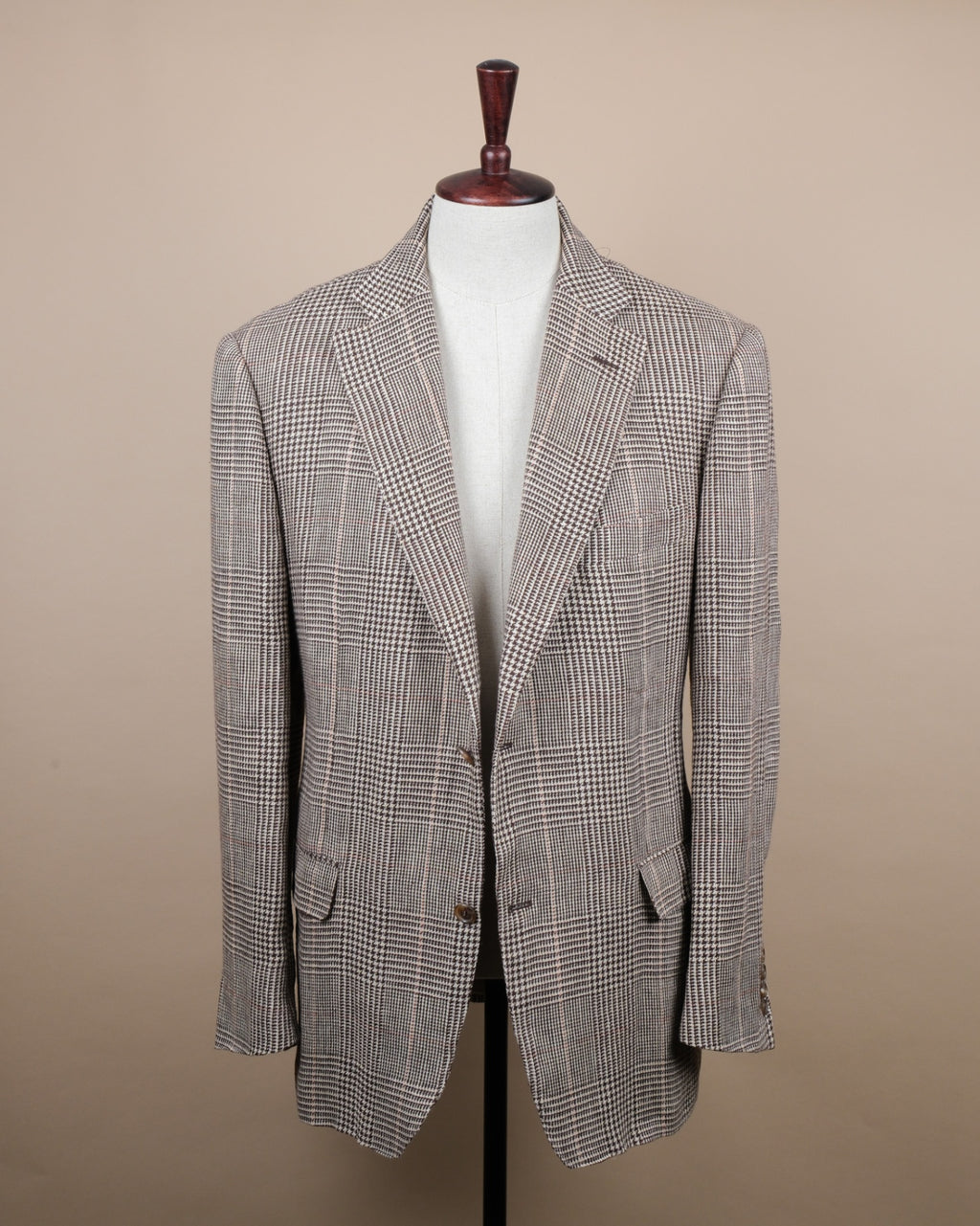 Chocolate/Off-White Irish Linen Prince of Wales Sports Jacket
