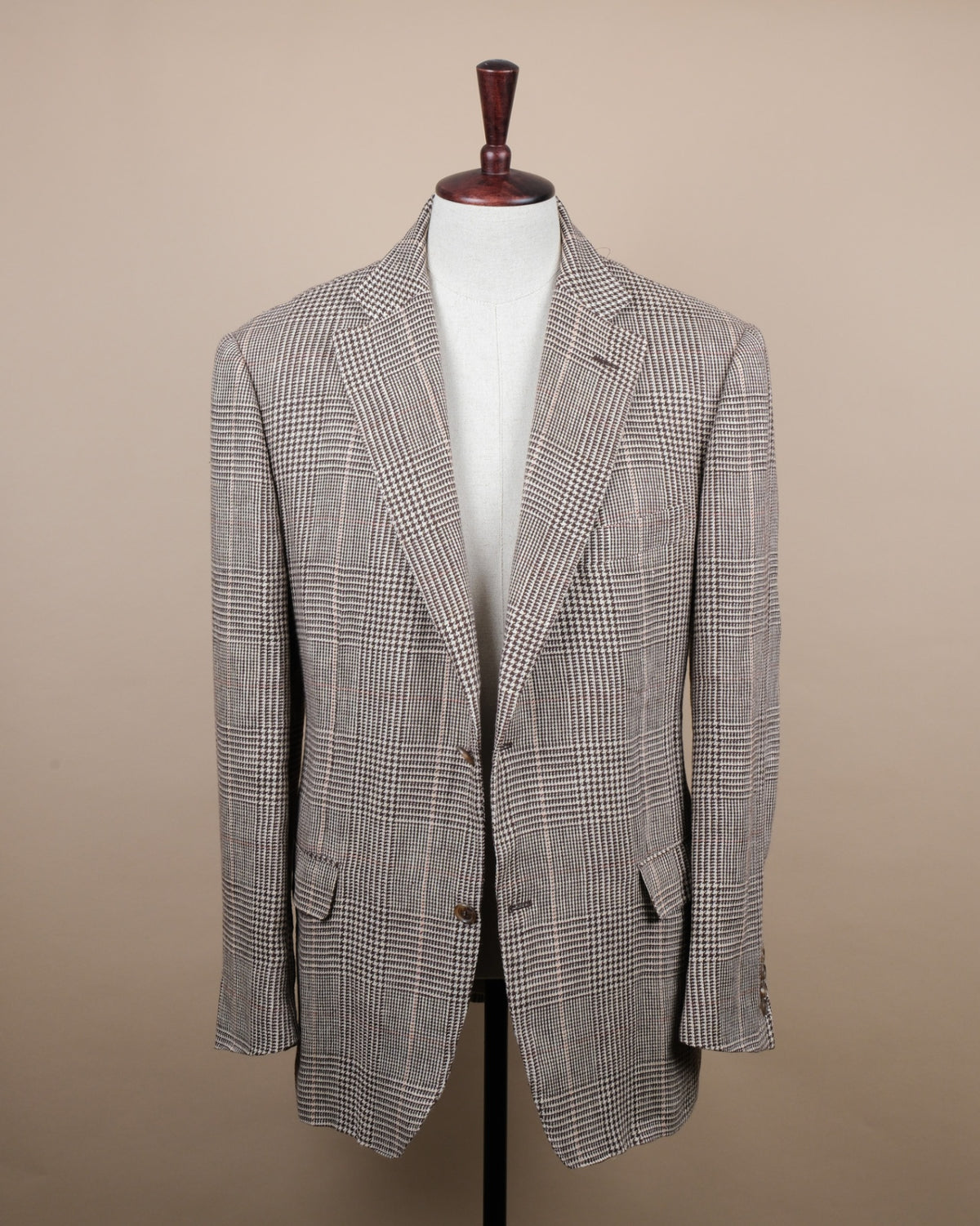 Chocolate/Off-White Irish Linen Prince of Wales Sports Jacket