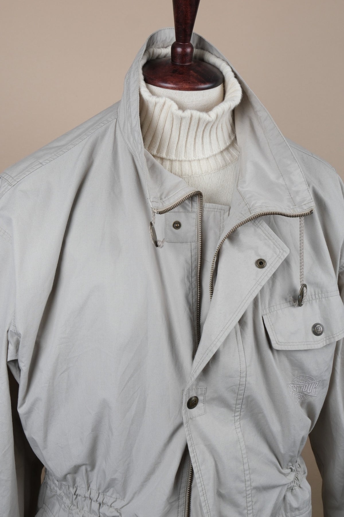 Stone Beige Cotton Utility Jacket