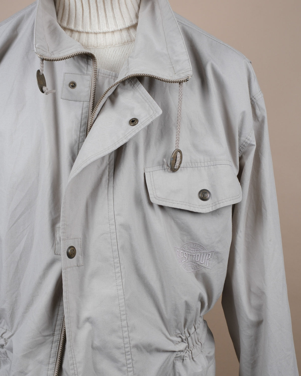 Stone Beige Cotton Utility Jacket