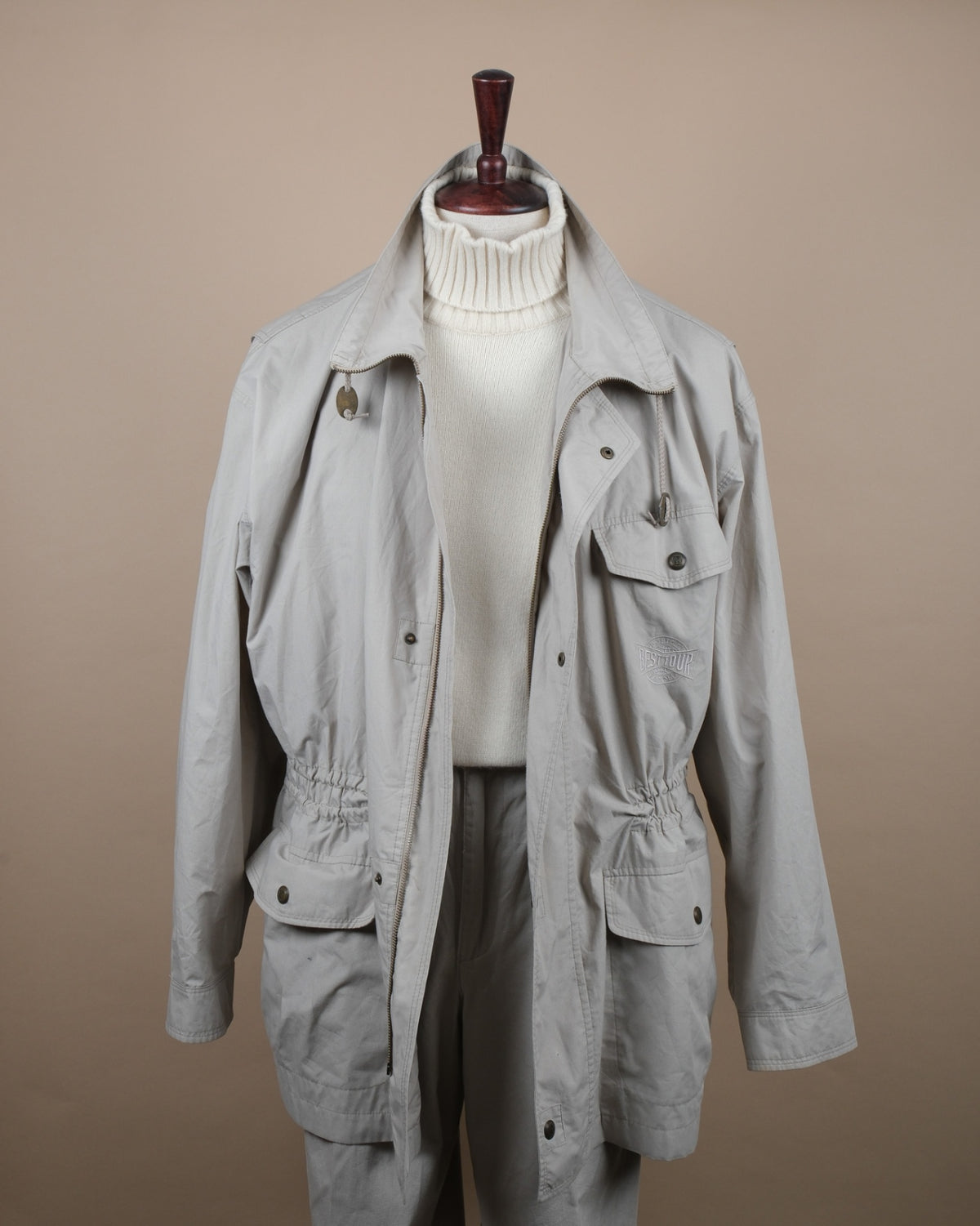 Stone Beige Cotton Utility Jacket