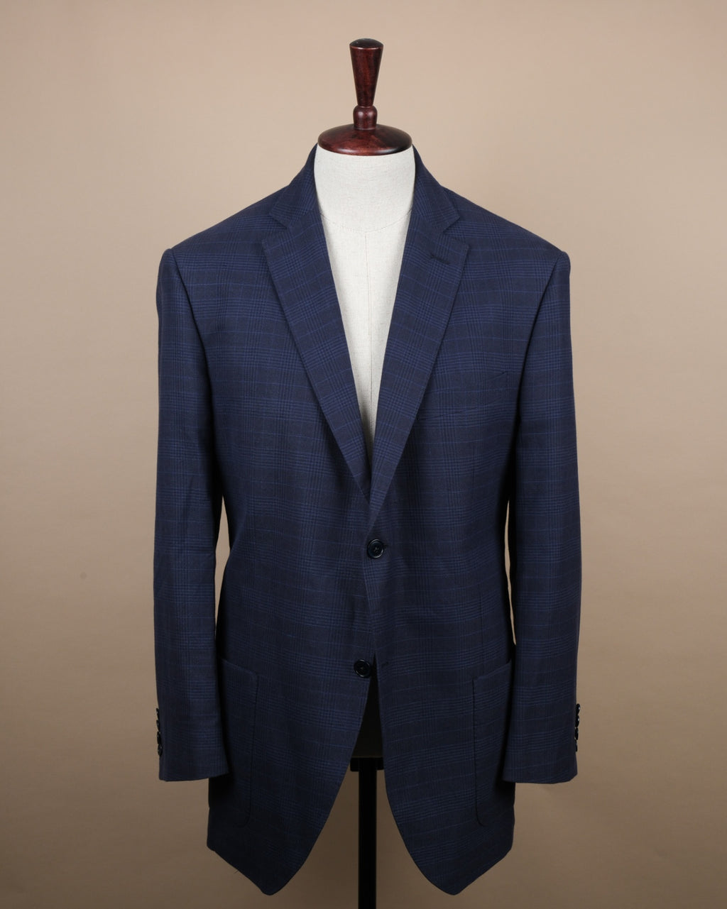Navy Cotton/Linen Glen Check Sports Jacket