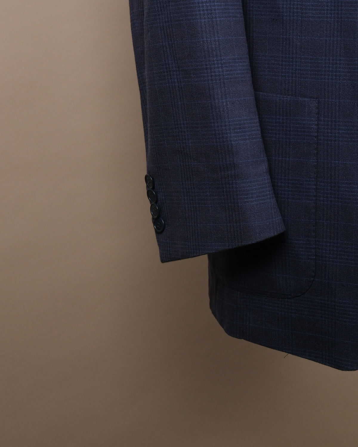 Navy Cotton/Linen Glen Check Sports Jacket