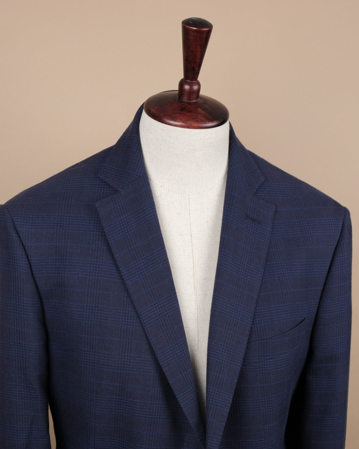 Navy Cotton/Linen Glen Check Sports Jacket