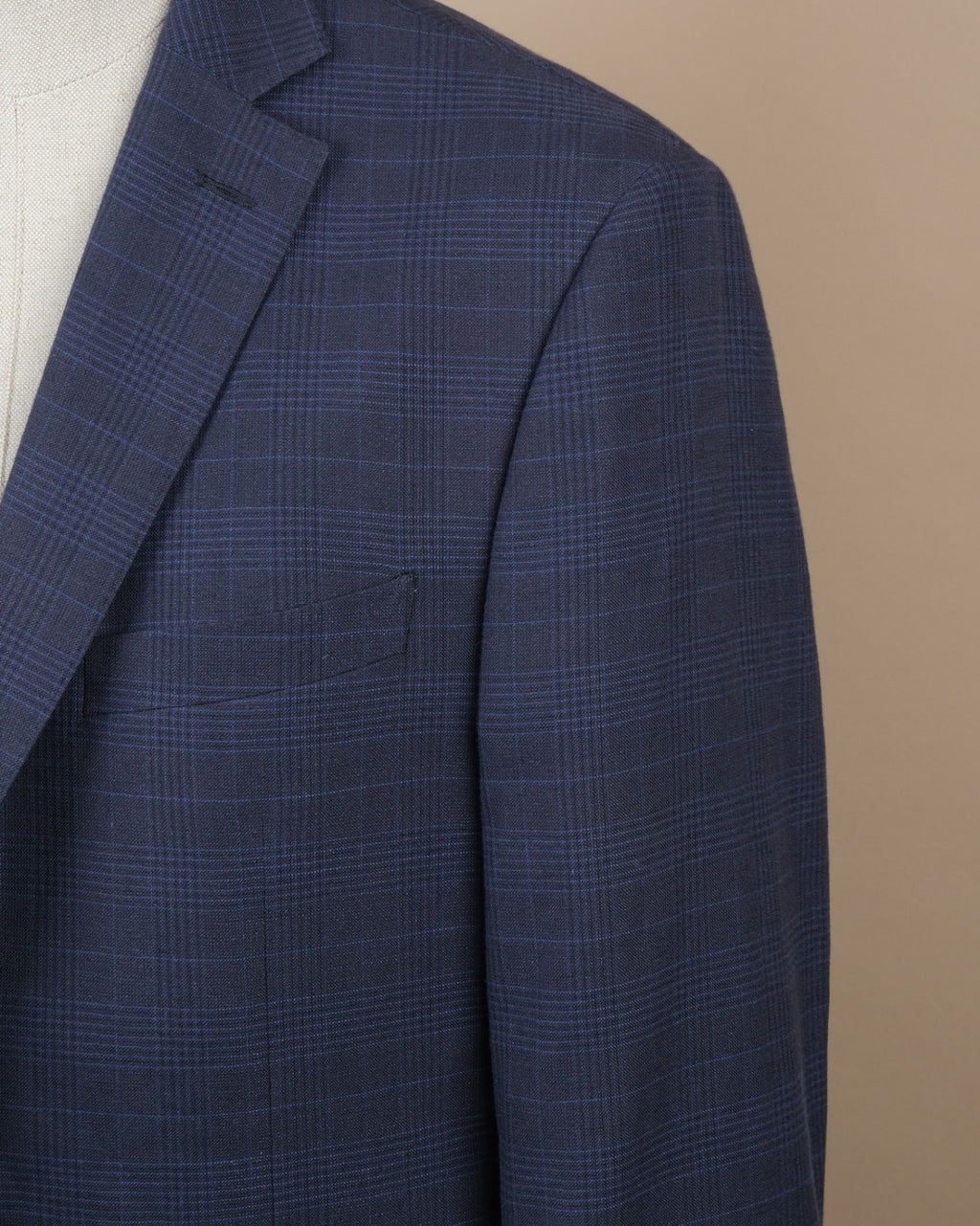 Navy Cotton/Linen Glen Check Sports Jacket