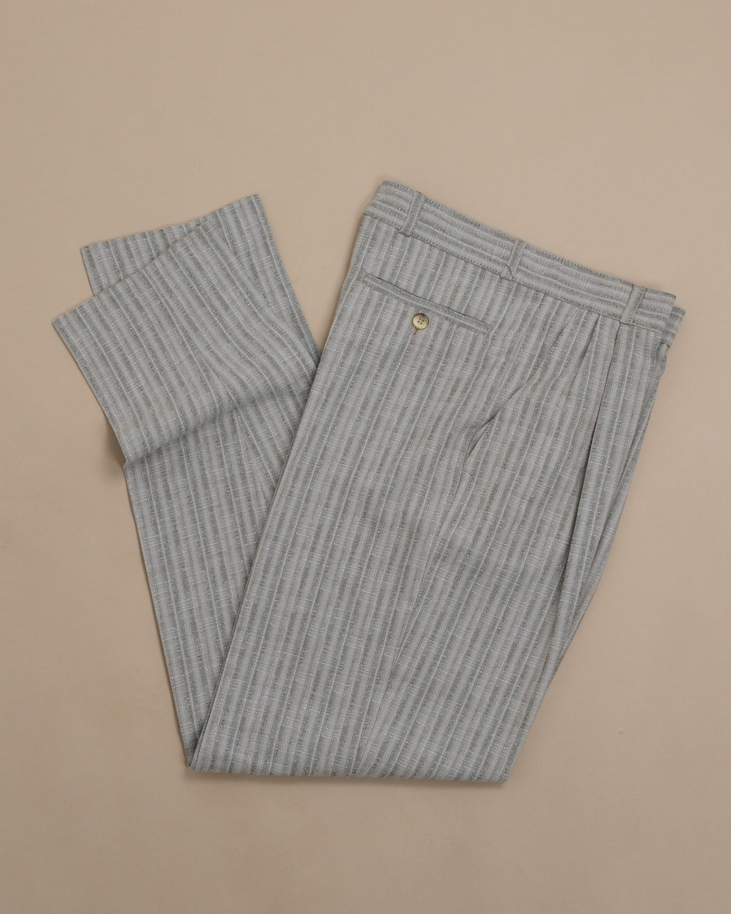Grey Woven Cotton Blend Pants