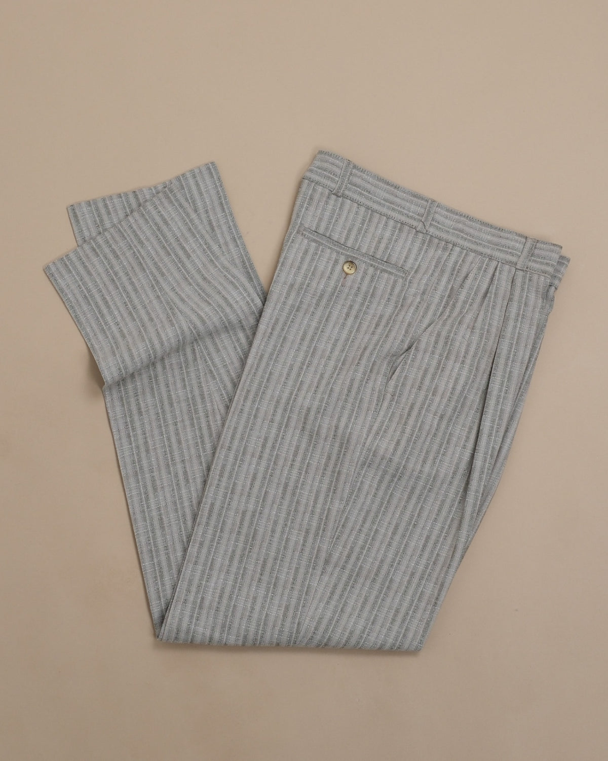 Grey Woven Cotton Blend Pants