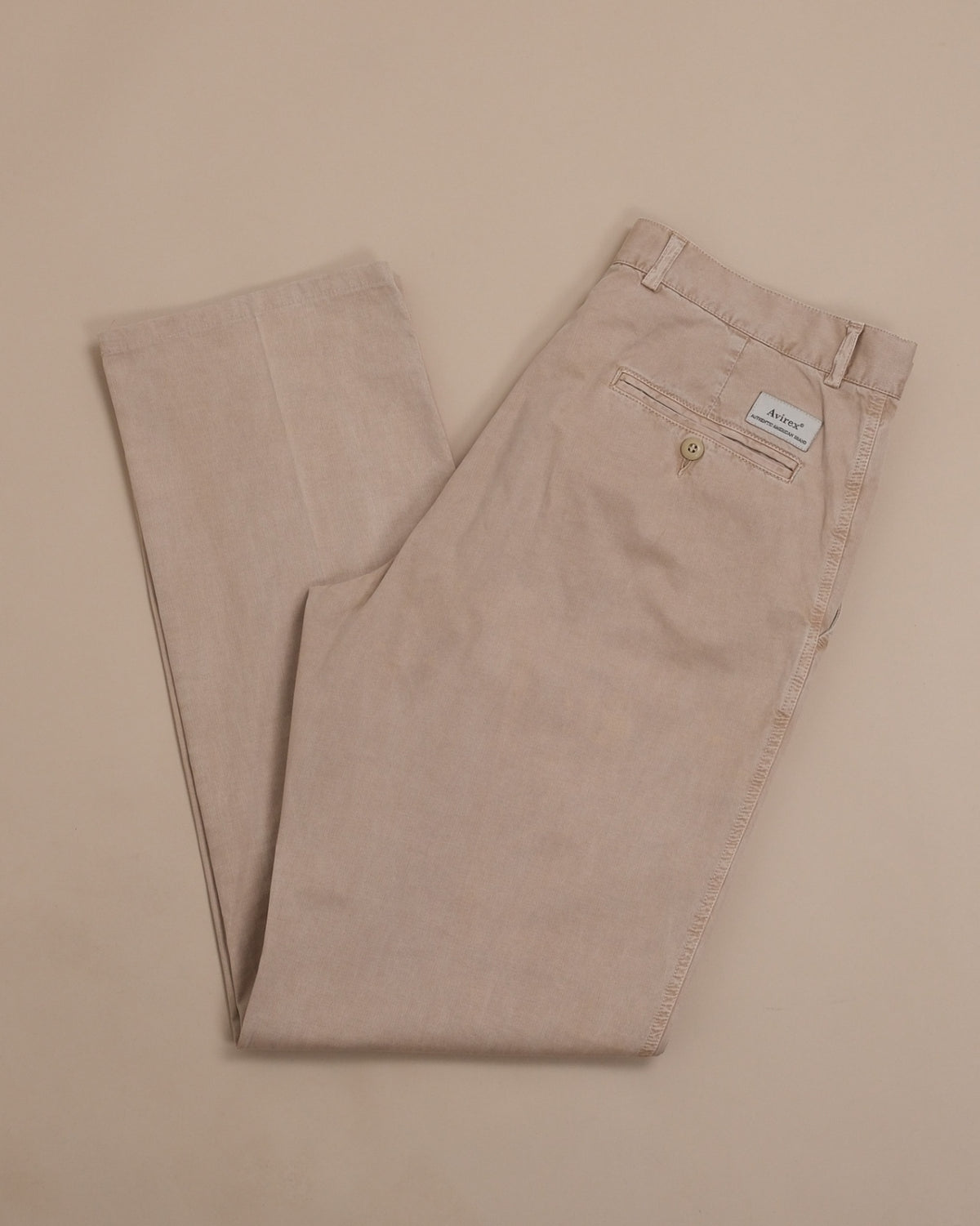 Khaki Whipcord Mid-Rise Trousers