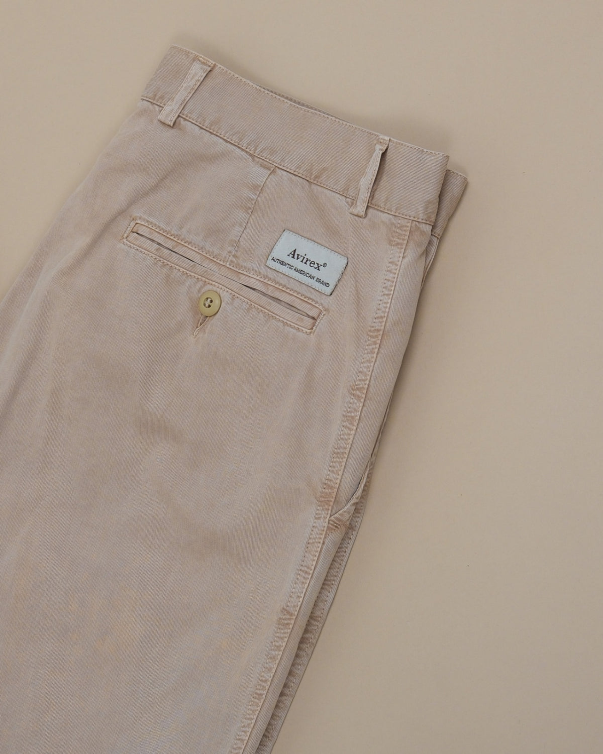 Khaki Whipcord Mid-Rise Trousers
