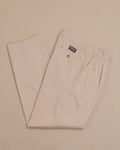 Beige Cotton Twill High-Rise Pleated Trousers