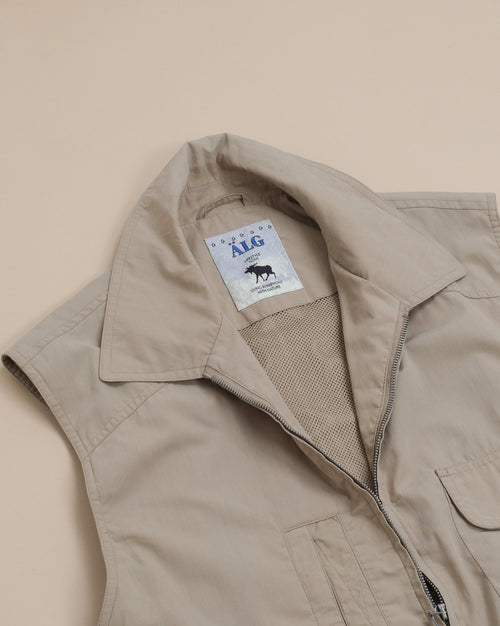 Beige Collared Utility Vest