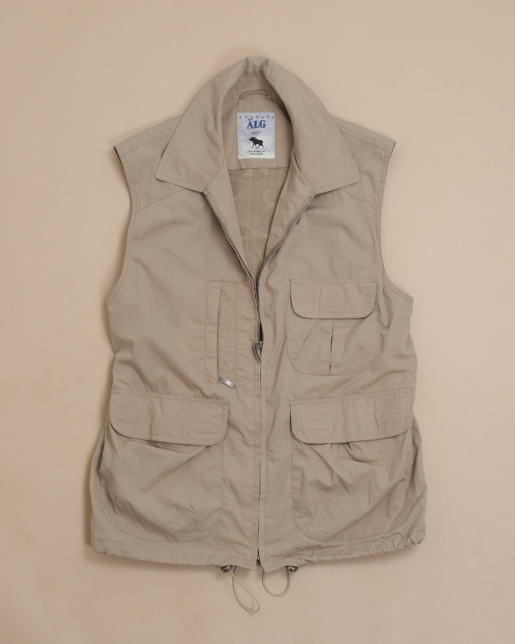 Beige Collared Utility Vest