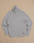Light Grey Wool/Cashmere Rib-Knit Rollneck
