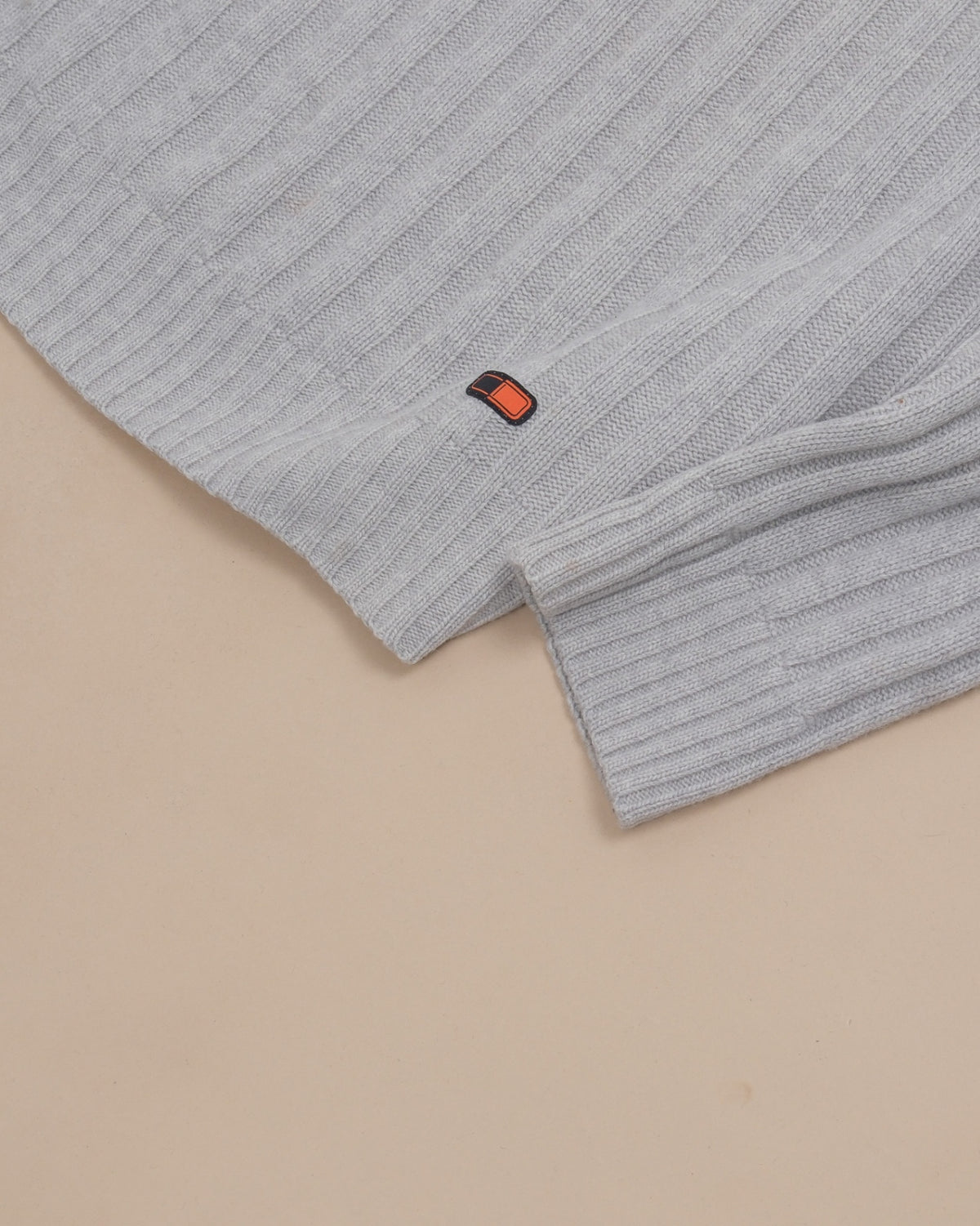 Light Grey Wool/Cashmere Rib-Knit Rollneck