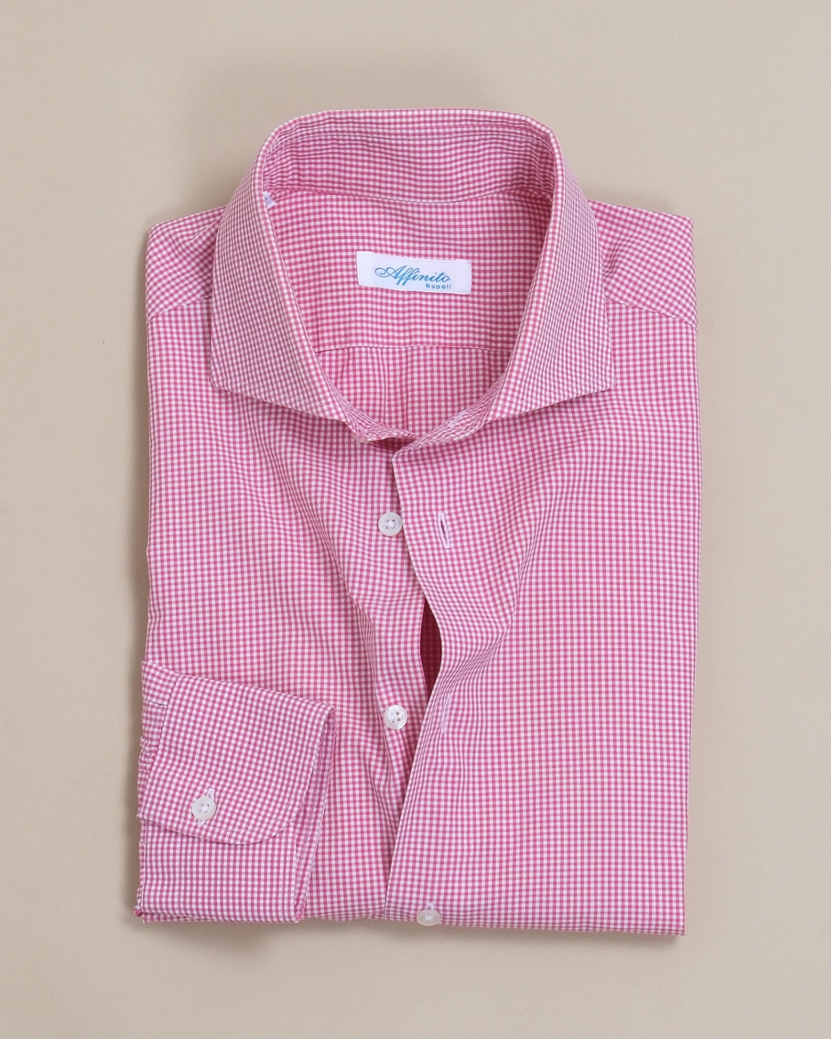 White/Cherry Red Gingham Spread-Collar Shirt