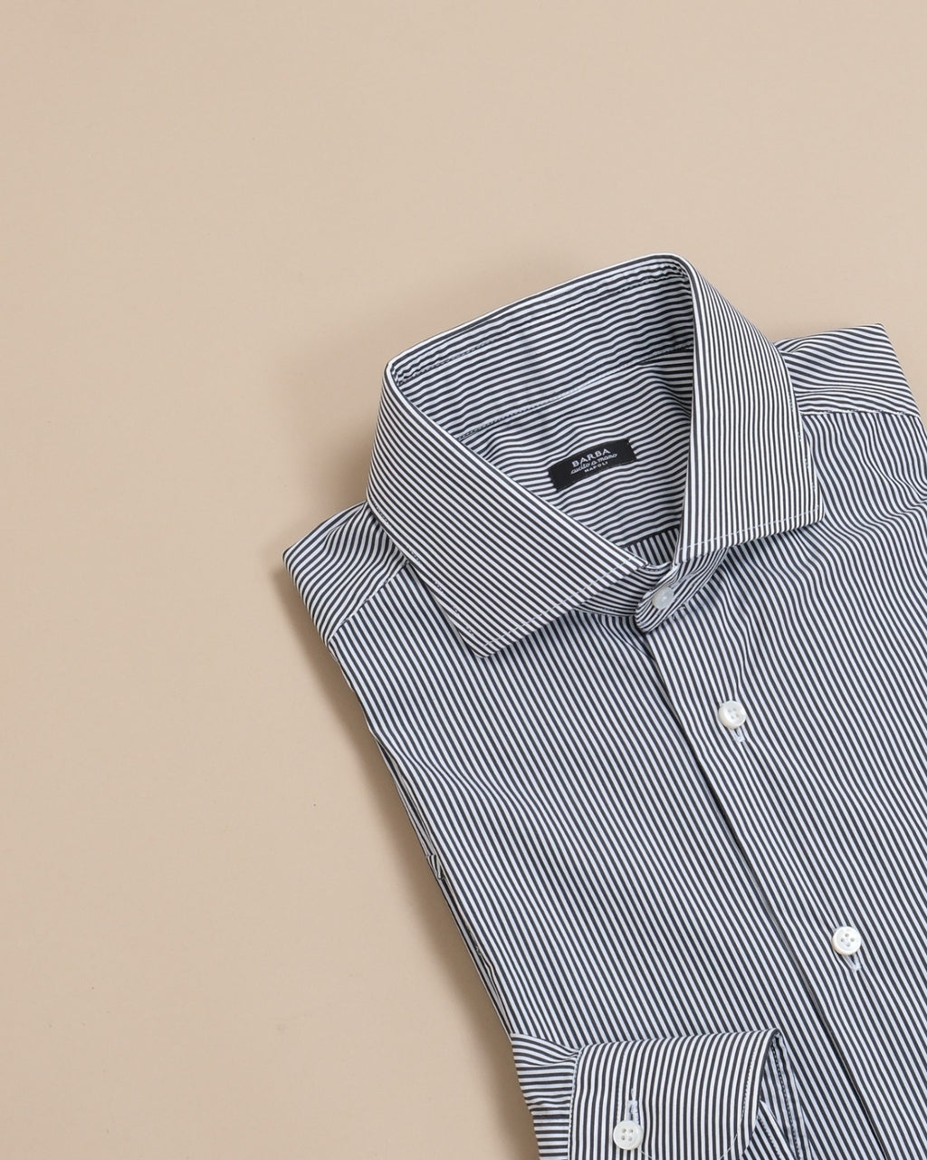 Black/White Hairline Stripe Poplin Shirt