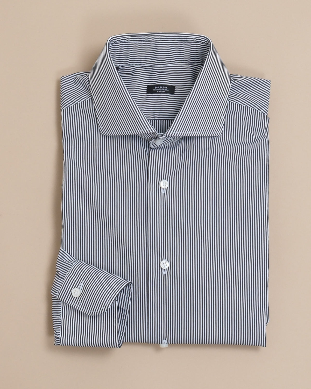 Black/White Hairline Stripe Poplin Shirt