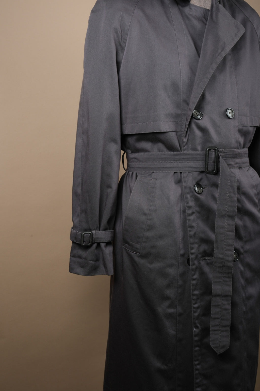 Gray Cotton Blend Trench Coat