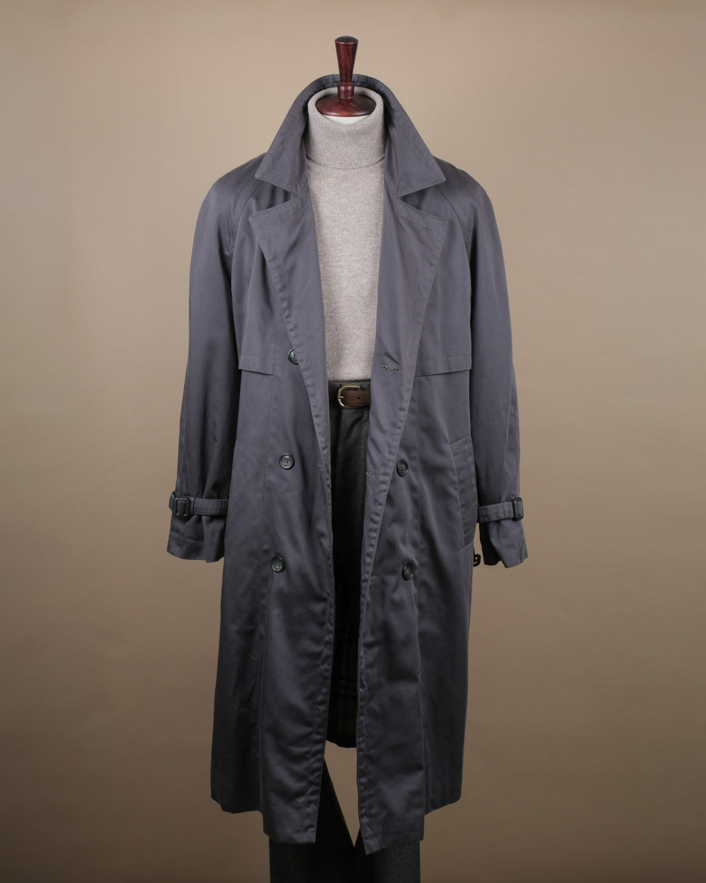 Gray Cotton Blend Trench Coat