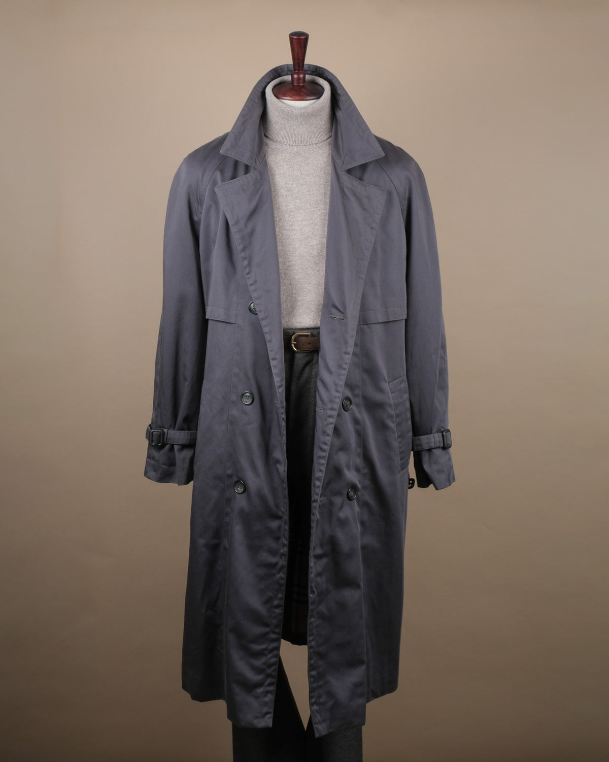 Gray Cotton Blend Trench Coat
