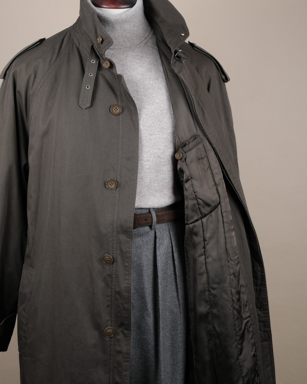Dark Olive Cotton Trench Coat