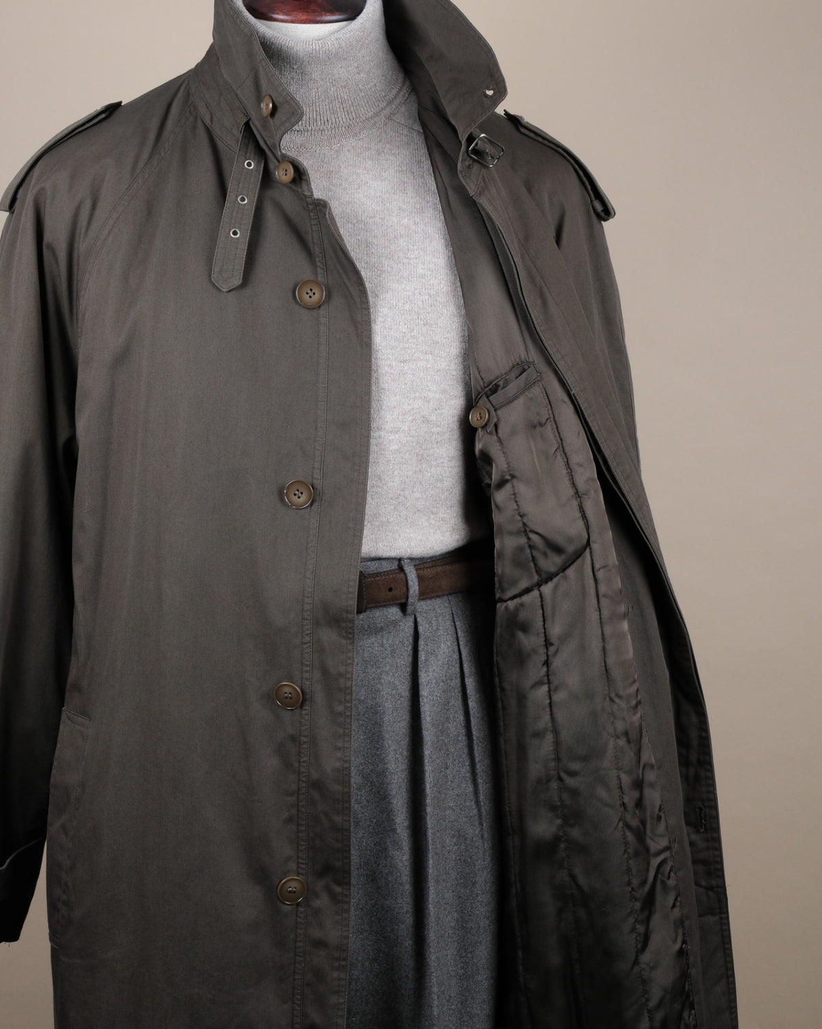 Dark Olive Cotton Trench Coat
