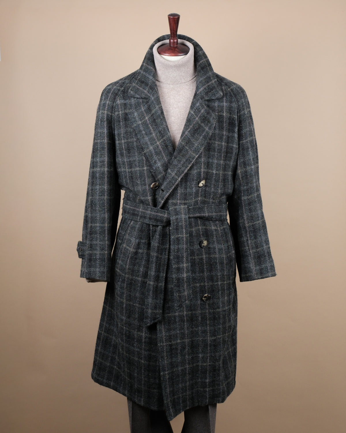 Dark green plaid Wool Overcoat