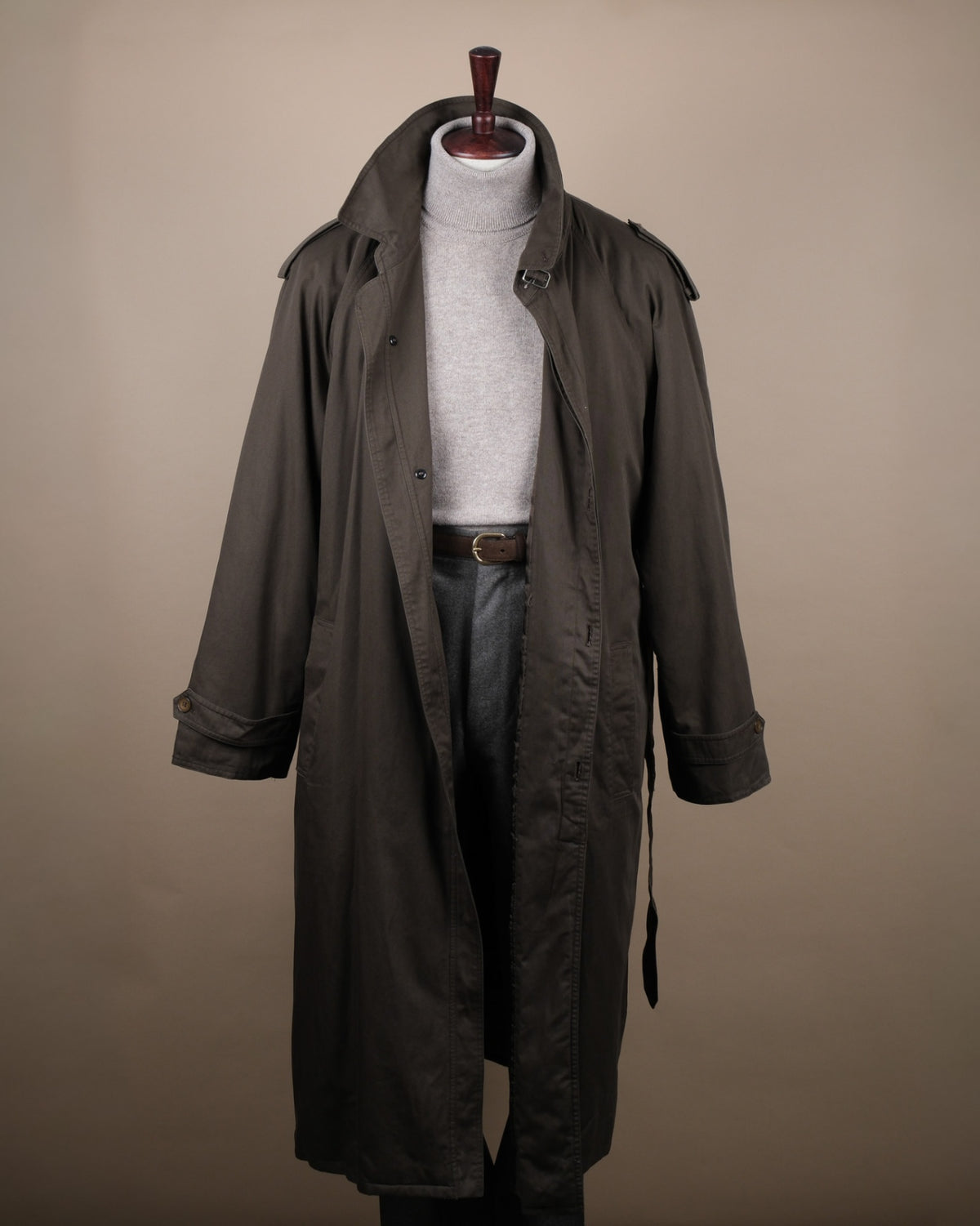 Dark Olive Cotton Trench Coat