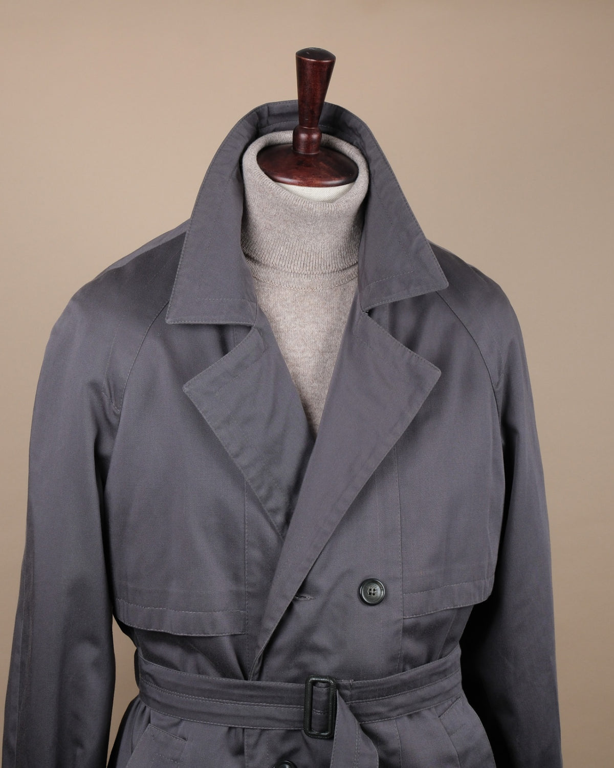 Gray Cotton Blend Trench Coat