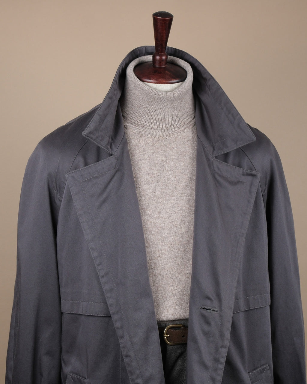 Gray Cotton Blend Trench Coat