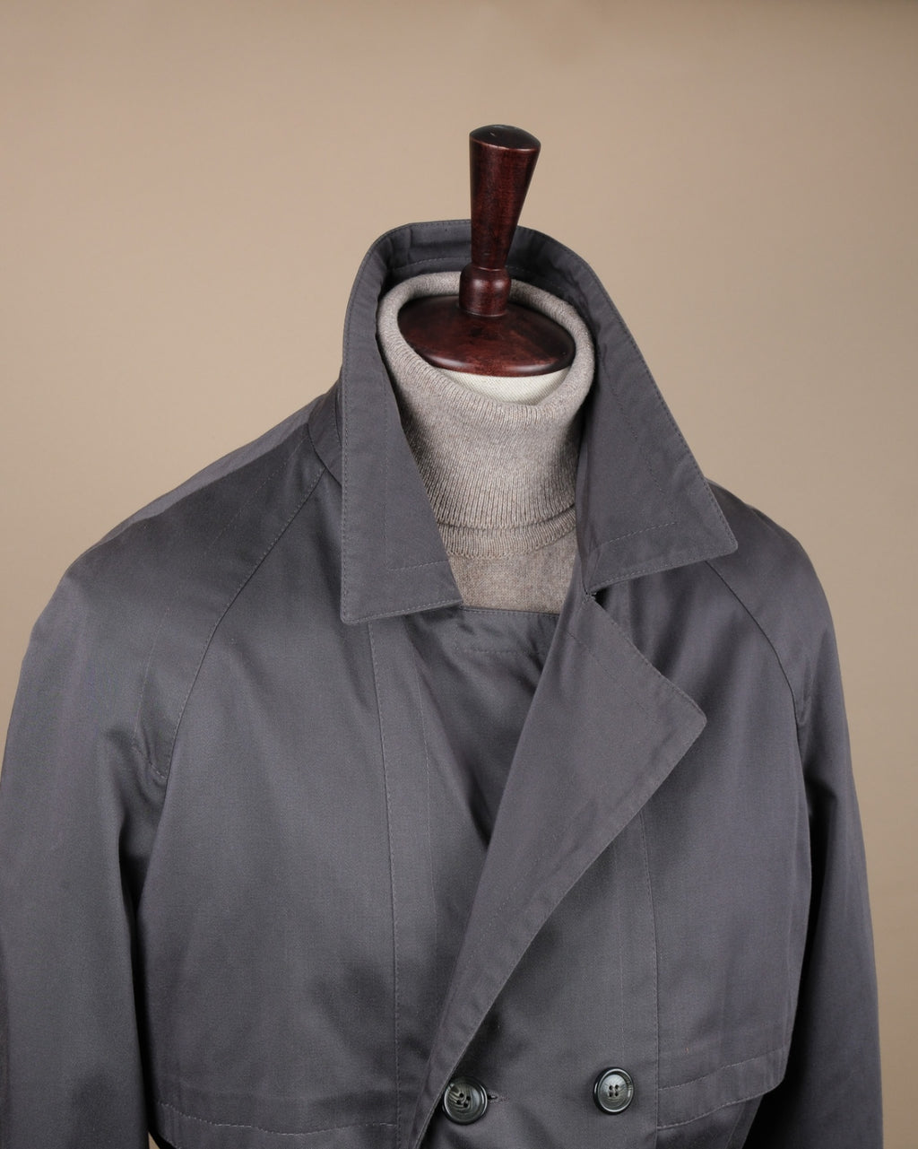 Gray Cotton Blend Trench Coat