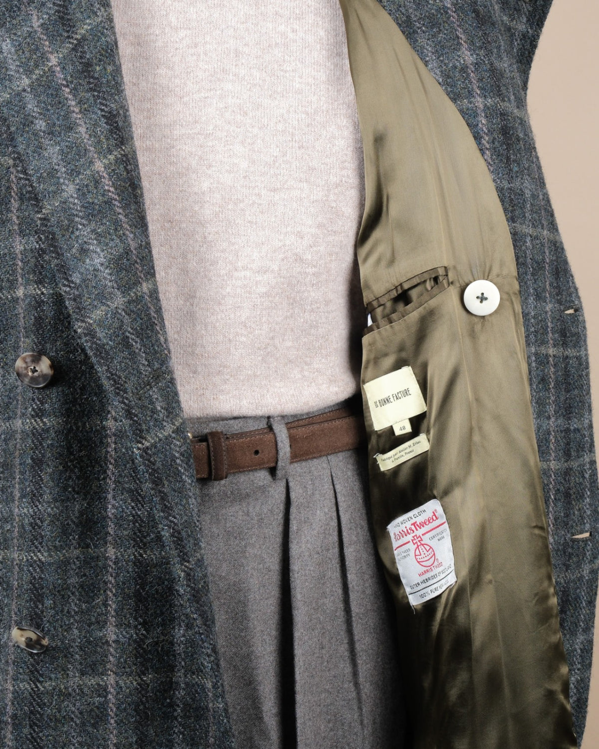 Dark green plaid Wool Overcoat