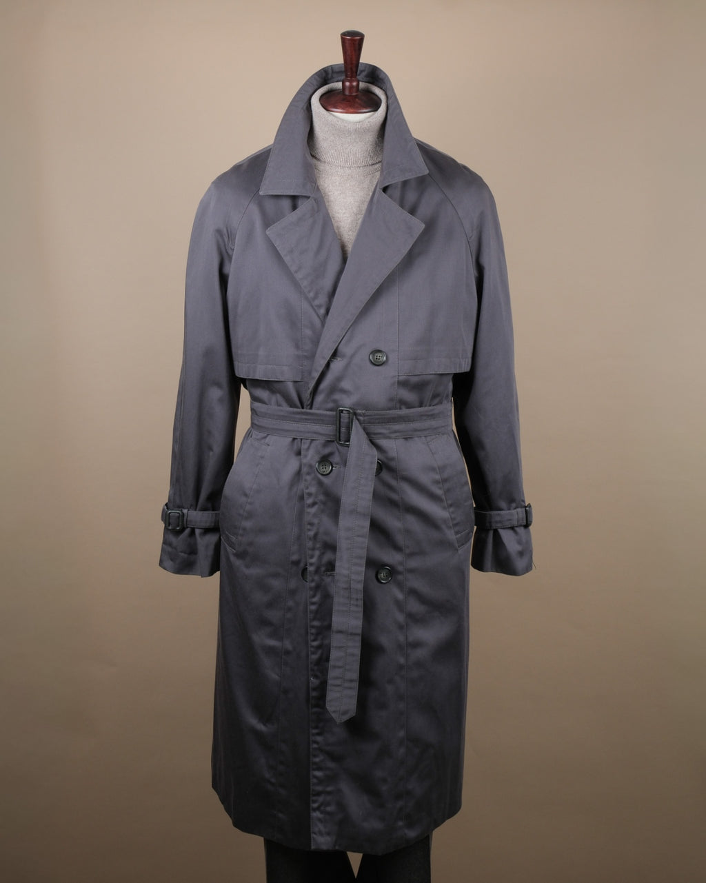 Gray Cotton Blend Trench Coat