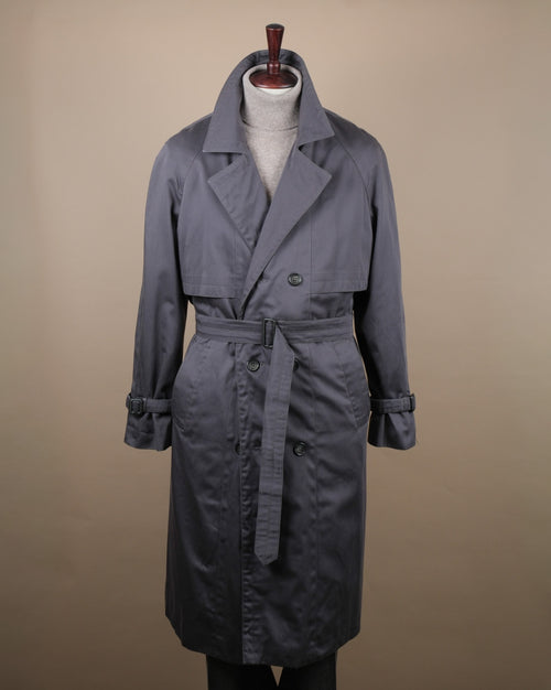 Gray Cotton Blend Trench Coat