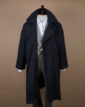 Navy Blue Cotton Blend Trench Coat