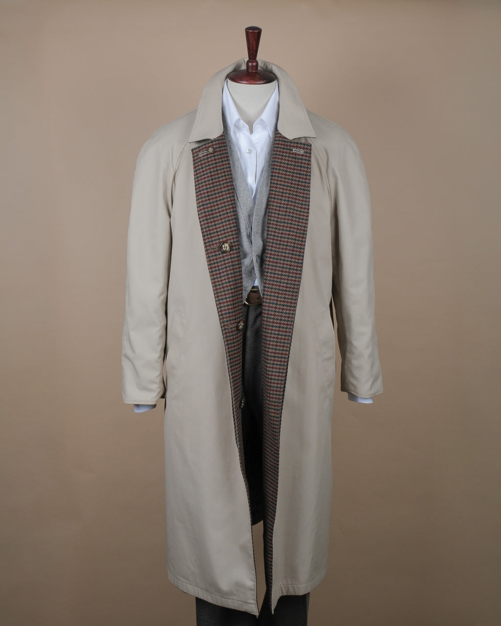 Beige/Brown Wool Overcoat
