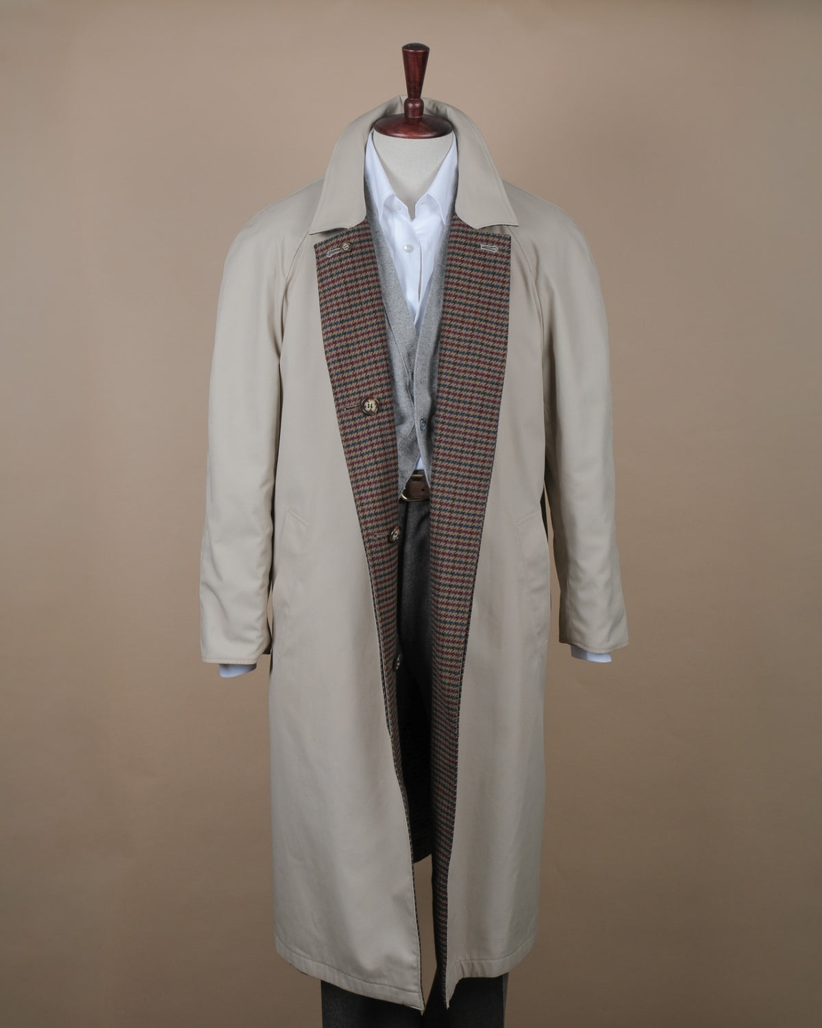 Beige/Brown Wool Overcoat