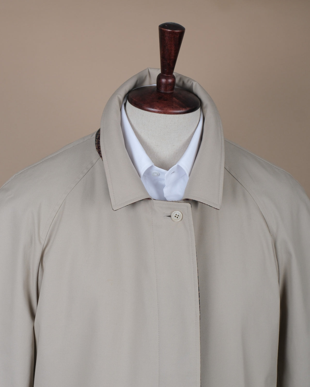 Beige/Brown Wool Overcoat