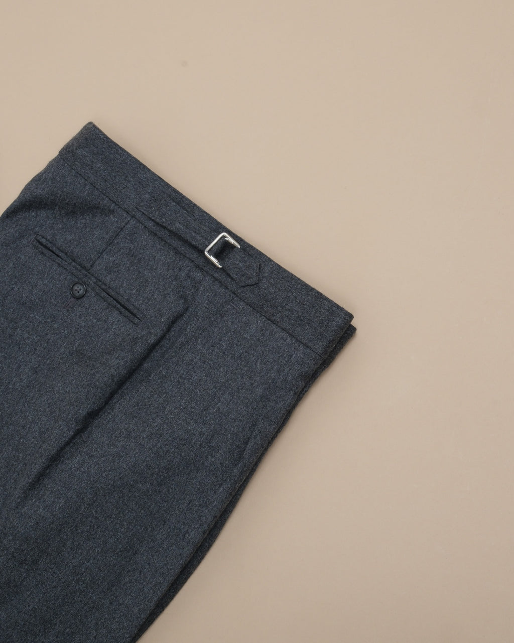 Charcoal Reda Woollen Flannel High-Rise Pleated Trousers