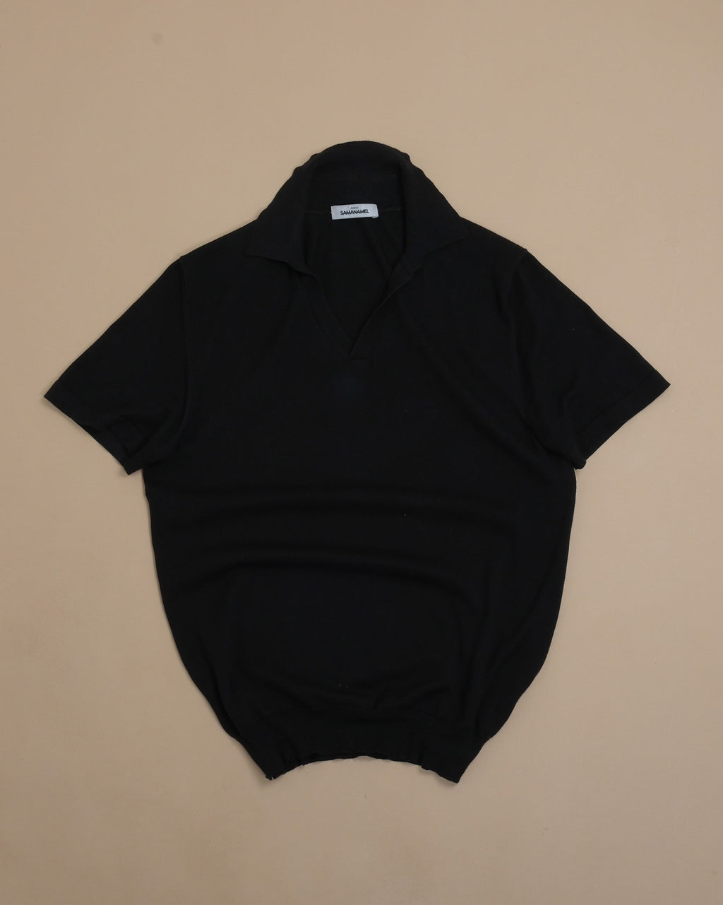 Black Cotton Open Polo