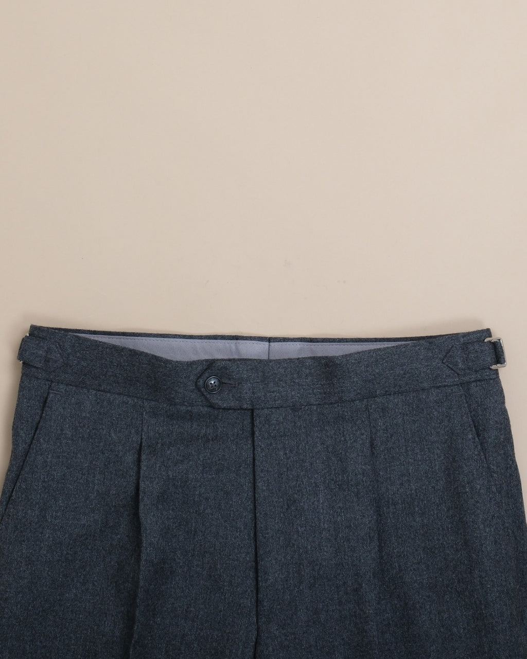 Charcoal Reda Woollen Flannel High-Rise Pleated Trousers