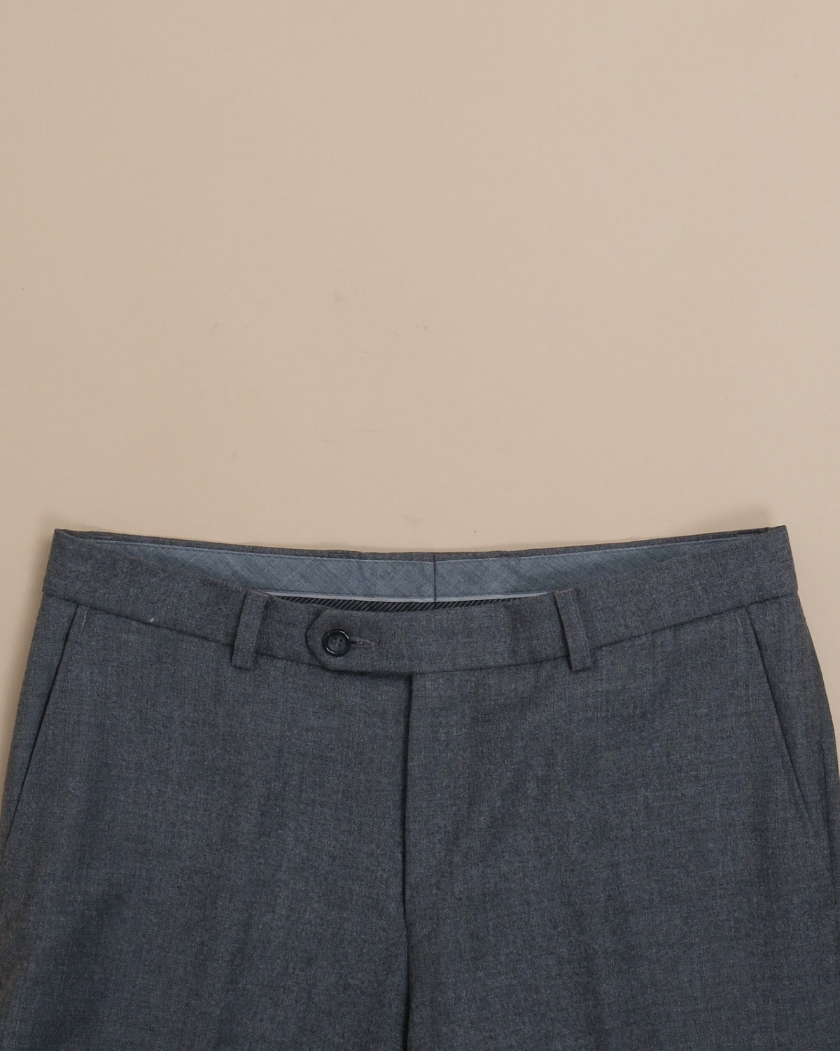 Dark Grey Mid-Rise Woollen Flannel Trousers