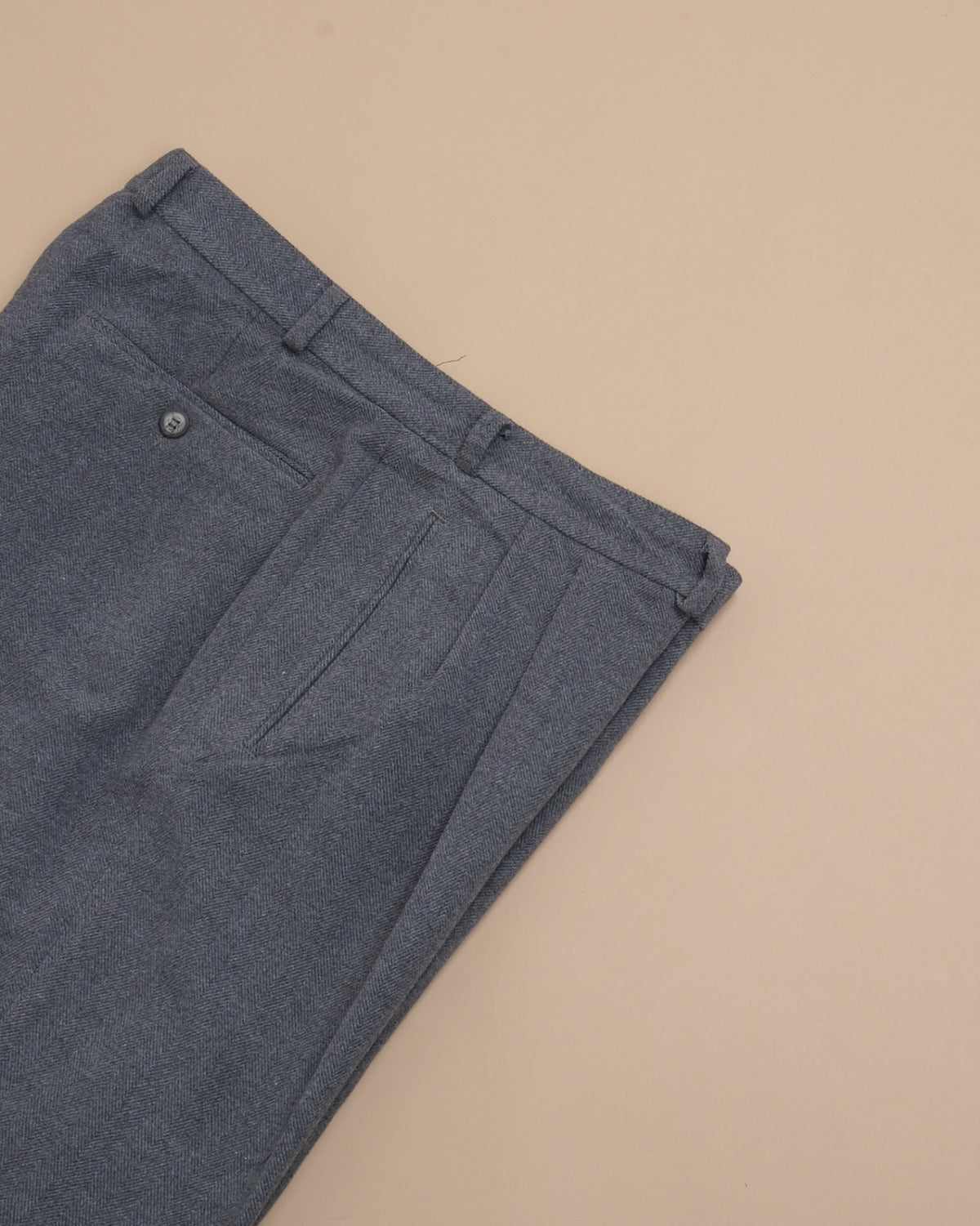 Mid Grey Herringbone High-Rise Pleated Trousers