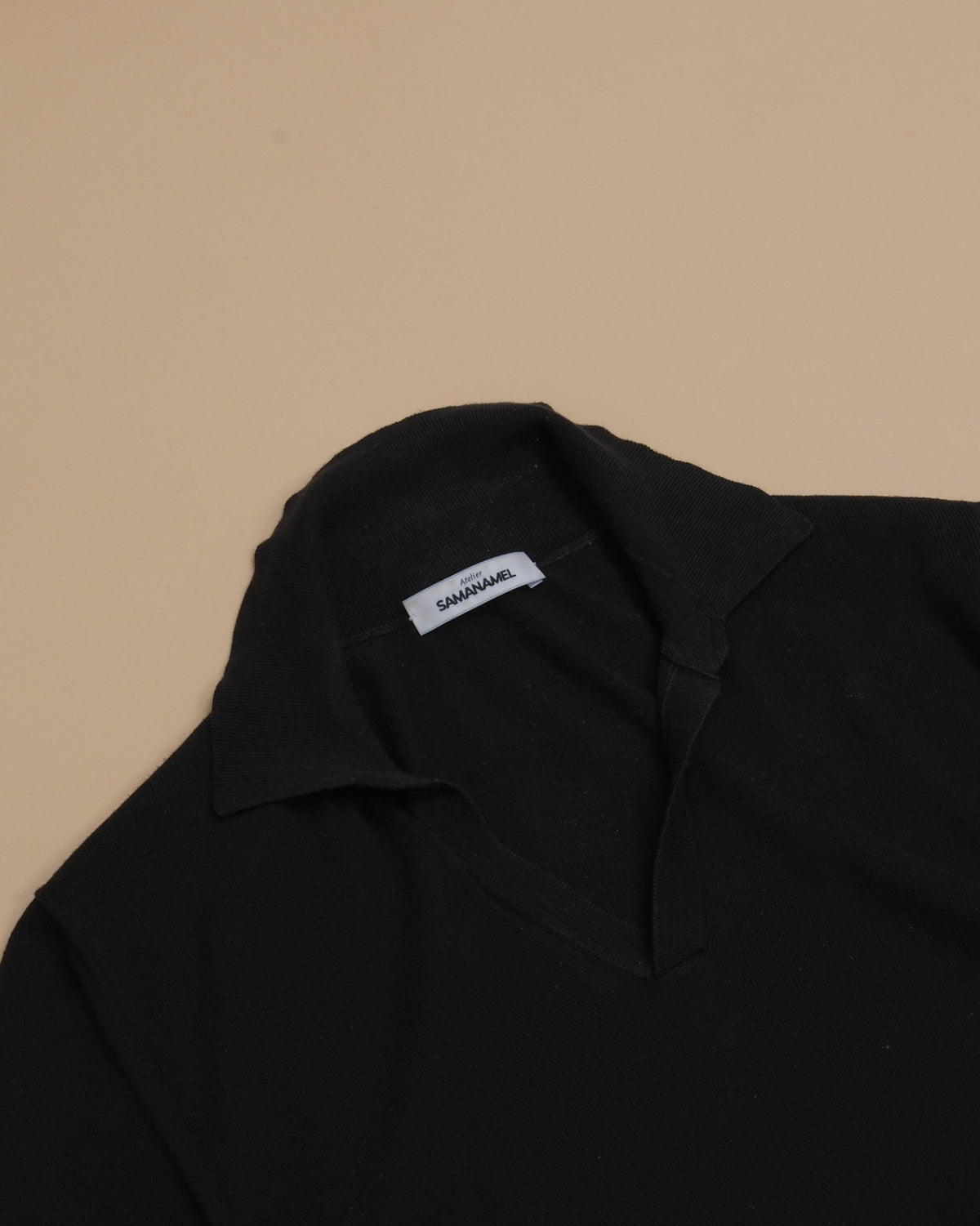 Black Cotton Open Polo