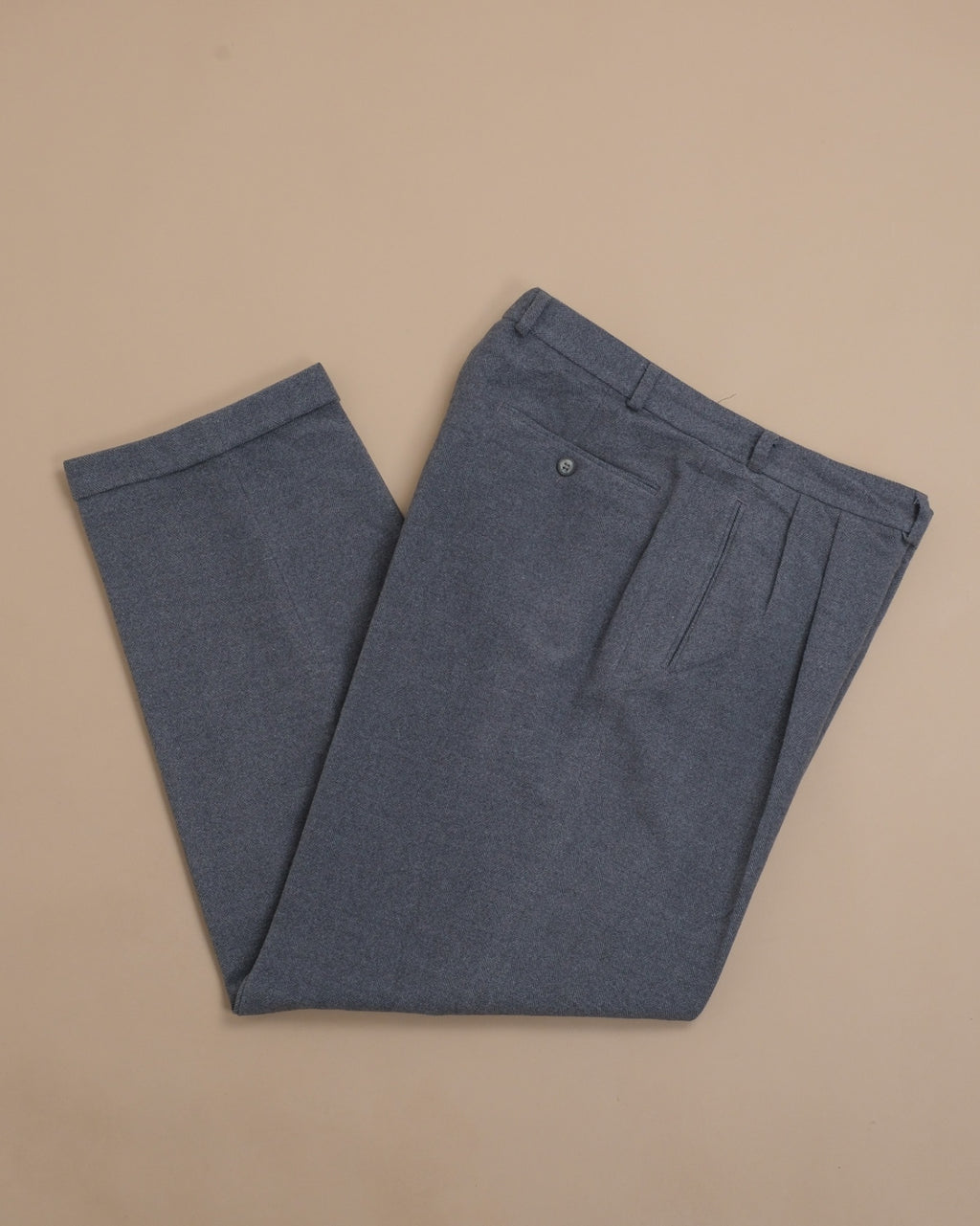 Mid Grey Herringbone High-Rise Pleated Trousers