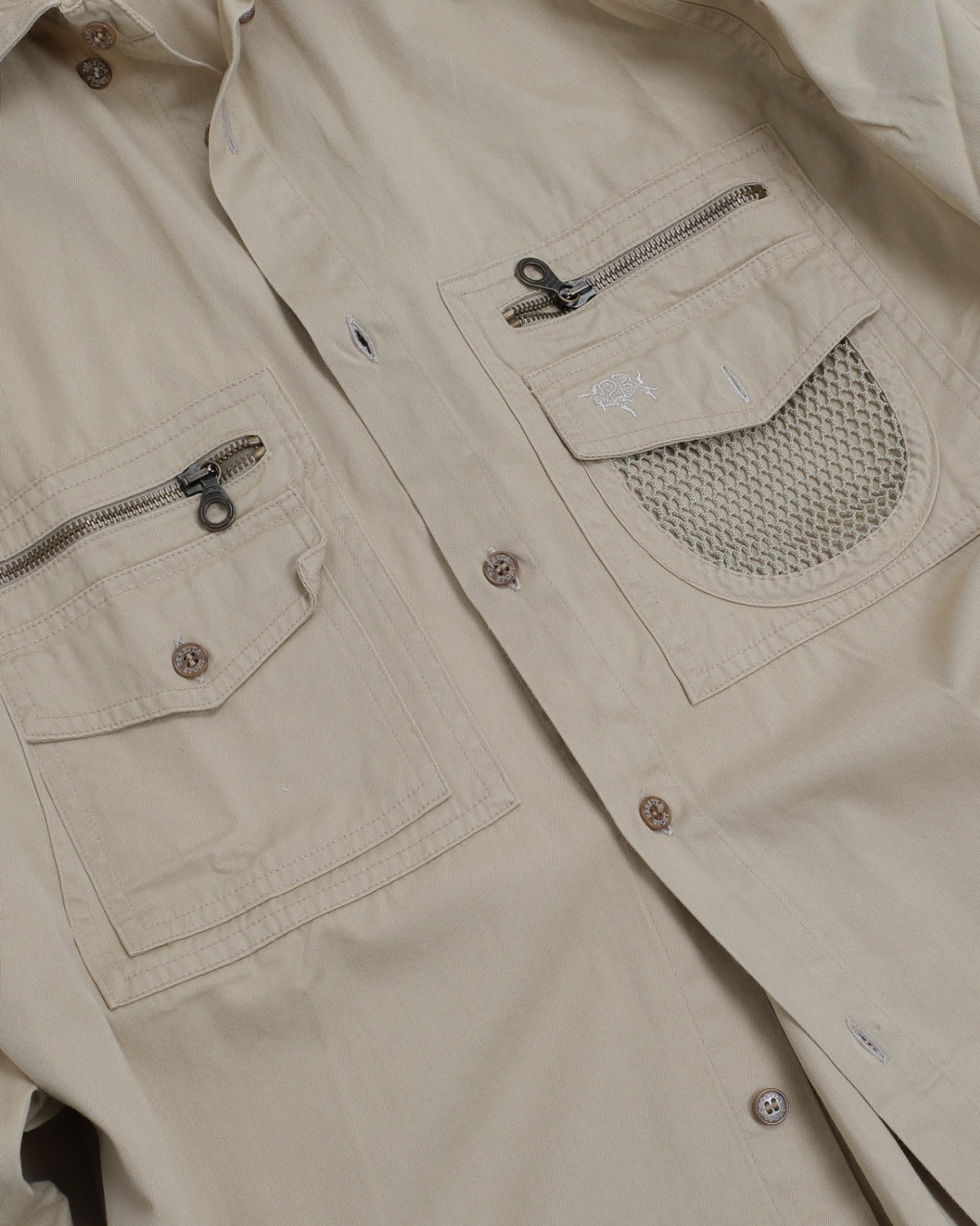 Beige Cotton Twill Utility Shirt