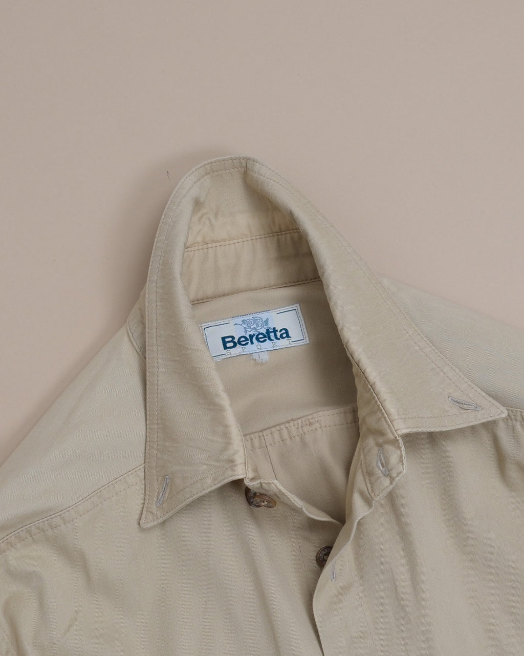 Beige Cotton Twill Utility Shirt