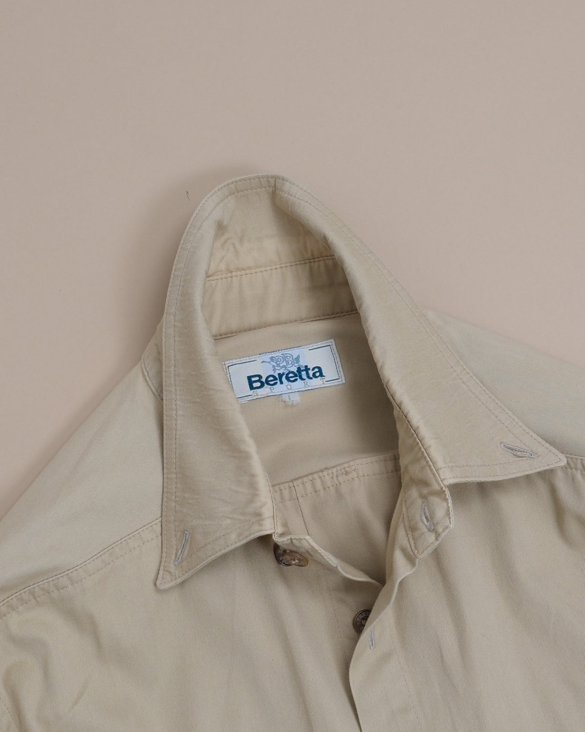 Beige Cotton Twill Utility Shirt