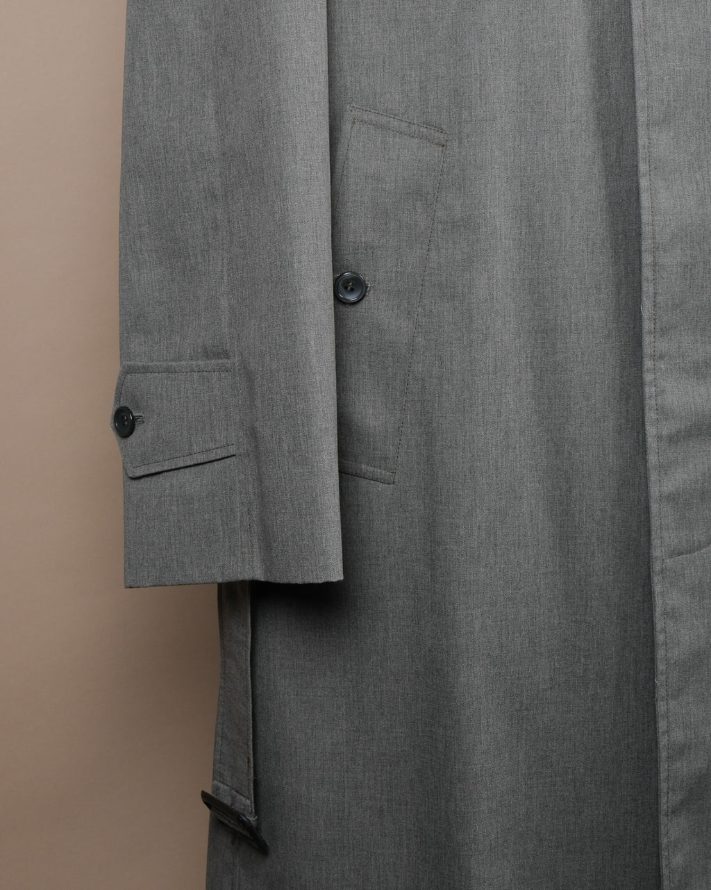 Grey Twill Belted Raglan Coat